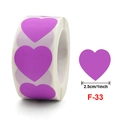 Détail d'autocollants décoratifs cœur violet mat de 2,5 cm en rouleau pour emballage - Cœur Violet (F-33)