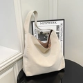 Elegante bolso tote blanco crema de cuero sintético con correa ancha y gran capacidad - Blanco Roto