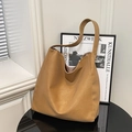 Bolso tote minimalista de gran capacidad en color marrón camello para oficina - Marrón