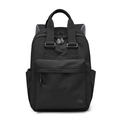 Detailansicht des schwarzen wasserdichten Nylon-Rucksacks mit Doppelgriffen und Zippern - Schwarz