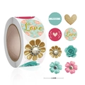 Rotolo di adesivi decorativi da 2,5 cm con motivi floreali Love e Thank You misti - 2.5cm / Modelli Misti (Come Mostrato)