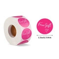 Autocollants Free Gift roses avec cœur 3,8 cm étiquettes adhésives rondes en rouleau - Style Manuscrit Rose Blanc