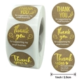 Brown kraft paper Thank You stickers with gold foil for business gift packaging 1 inch - 1 Inch (2.5cm) / Kraft Paper Color