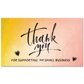 Detail of laser thank you card with yellow-pink gradient and small business text - Yellow Pink Gradient Style (Style 4)