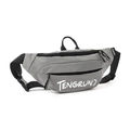Grijze geruite crossbodytas met TENGRUN-logo en verstelbare snelsluiting riem - Grijs