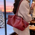 Elegante borsa tote bordeaux grande in pelle opaca da donna per uso quotidiano - Rosso