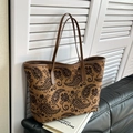 Braune Vintage-Tragetasche mit Paisley-Muster und Kunstledergriffen für Damen - Ohne Anhänger / Braun