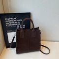 Dark brown vintage small square tote bag with dual handles and crossbody strap - Light Coffee Without Pendant