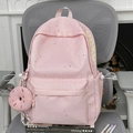 Rosa wasserdichter Nylon Rucksack mit Konfetti Muster und Donut Plüsch Anhänger - Mit Anhänger / Rosa