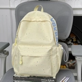 Light yellow casual backpack with colorful star and moon prints and side VAKBAG logo - No Pendant / Yellow