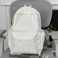 Off-white school backpack with colorful dots, moon patterns and drawstring side pockets - No Pendant / White