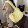 Light yellow plush leopard tote bag with soft faux fur texture for women's winter style - Yellow