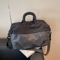 Grande borsa da viaggio bicolore nero e grigio a quadretti con manici e tracolla regolabile - Nero