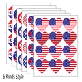 Set mit 6 US-Flaggen-Aufklebern in Herz-, Kreis- und USA-Buchstaben-Designs - 6 Blatt/Set / Mehrfarbig