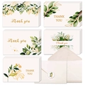 Blumen Aquarell Dankeskarten Set mit weißen Umschlägen und botanischen Siegelaufklebern - 5 Designs * 1 = 5 Blatt/set