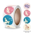 Rol Moederdag stickers 2,5 cm rond met bloemen en Happy Mother's Day illustraties - Ronde Stijl / Zwart