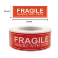 Ρολό με κόκκινα αυτοκόλλητα Fragile 1x3 ιντσών με προειδοποιητικό κείμενο - Fragile Handle With Care (Στυλ Α)