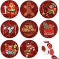 Rote holografische Weihnachtsaufkleber-Rolle mit 8 verschiedenen festlichen Motiven - 1,5 Zoll / Rot