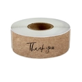 Dettaglio del rotolo di adesivi Thank You in carta kraft per confezioni regalo - Stile Corsivo Minimalista (Stile C)