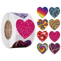 Rotolo di 8 etichette adesive a forma di cuore per decorazioni regali di San Valentino - Piccolo