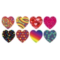Lot de 8 autocollants en cœur aux motifs géométriques, tropicaux et arc-en-ciel - Modèle 04 * 25 Mm (1 Pouce)