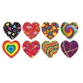 Set of 8 heart-shaped Happy Valentine's Day stickers with diverse artistic patterns - Model 05 * 25mm (1 Inch)