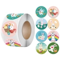 Rollo de pegatinas de Pascua con lindos conejitos y huevos de colores para decoración - 3.8CM / Colorido