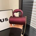Mini deep purple cylindrical acrylic handbag with chunky handle and gold chain - Purplish Red