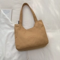 Khaki canvas tote bag with C'est la vie embroidery for casual stylish commuting use - No Pendant / Brown