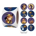 Rollo de pegatinas de Halloween de 3,8 cm con diseños de brujas y calabazas decorativas - 38MM