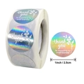 Rollo de pegatinas holográficas Thank You de 2,5 cm para sellado de sobres - Láser holográfico