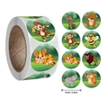 Roll of 500 animal cartoon reward stickers with monkey tiger elephant bear designs - 500 Pieces/Roll (25mm) / Colorful