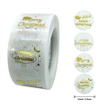 Golden Christmas stickers roll with festive Merry Christmas patterns and deer designs - Santa and Stars Pattern (Style B)