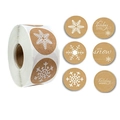 Weihnachtliche Kraftpapieraufkleber mit 6 verschiedenen Schneeflocken- und Festtagsmustern - 6 Motive / 25mm