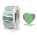 Rollo de pegatinas de corazón holográficas arcoíris 25mm para sellado de sobres de boda - Estilo 25mm / Arcoíris Iridiscente