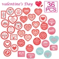 36 Valentine Aufkleber mit Herzmotiven in Rot und Rosa auf weißem Hintergrund Set - Herz Sortiert Stil