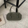 Olive green minimalist pillow bag with metallic ball accents and textured finish - Green Without Pendant