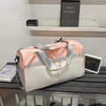 Bolsa de deporte grande rosa y beige con separación seco-húmedo para gimnasio - Rosa