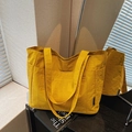 Borsa tote grande giallo brillante con design multi-tasca e finitura in nylon testurizzato - Giallo