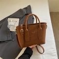 Sac à main marron effet daim vintage avec bandoulière réglable et logo doré - Sans pendentif / Marron