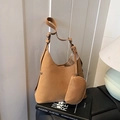 Braune Wildleder-Hobo-Tasche mit passender Geldbörse und verstellbarem Schultergurt - Braun