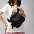 Bolso de pecho tipo bandolera en tela Oxford negra con cremalleras doradas elegantes - Negro