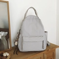 Zaino in nylon grigio chiaro ad alta capacità con ciondolo a civetta stile minimalista - Grigio Con Pendente