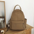 Minimalist large-capacity khaki backpack for students featuring a cute owl charm accessory - Khaki with Pendant