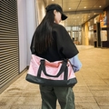 Borsa da viaggio e palestra capiente rosa e nera con tracolla regolabile pratica - Rosa