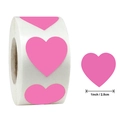 Rosa Herz-Aufkleber zur Versiegelung, 500 Etiketten pro Rolle, 2,5 cm Größe Maßangabe - Rosa