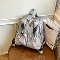 Waterproof light purple nylon backpack for women with drawstring pockets and silver straps - Gray