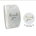 Adesivi di ringraziamento bianchi e oro in rotolo, etichette decorative tonde da 2,5 cm - Rotolo Rotondo / 25mm / Bianco e Oro