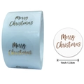 Transparent Merry Christmas gold foil roll stickers 1 inch gift labels for packaging - Standard Round / As Shown