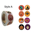 Rotolo di adesivi per Halloween con 8 motivi classici tra cui fantasmi, pipistrelli e zucche - Stile A / 1 pollice (25mm)